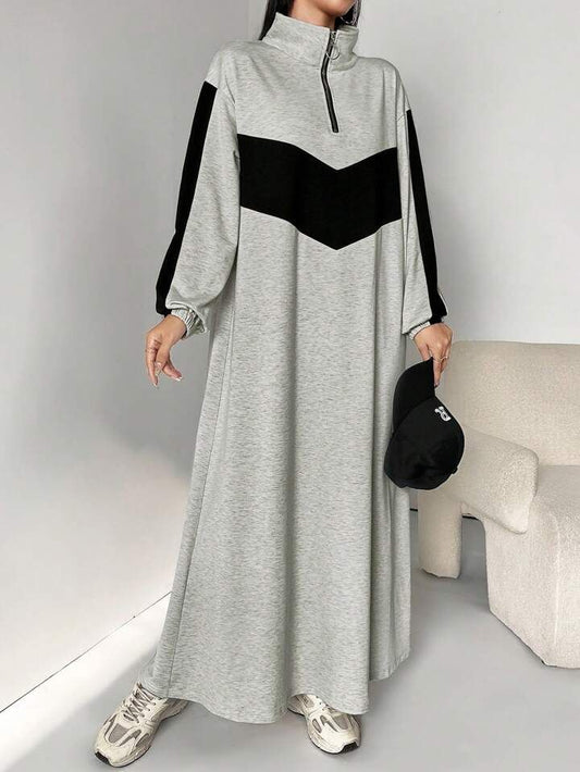 Robe Longue Sportwear Oversize – Gris & Noir