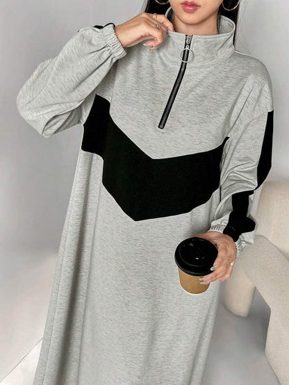 Robe Longue Sportwear Oversize – Gris & Noir